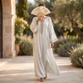 Silky Jacquard Kaftan Elegant Free-Size Luxury Abaya