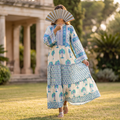 L-XL Afifa Printed Cotton Dress 57" Long Jalabiya RNY 1074