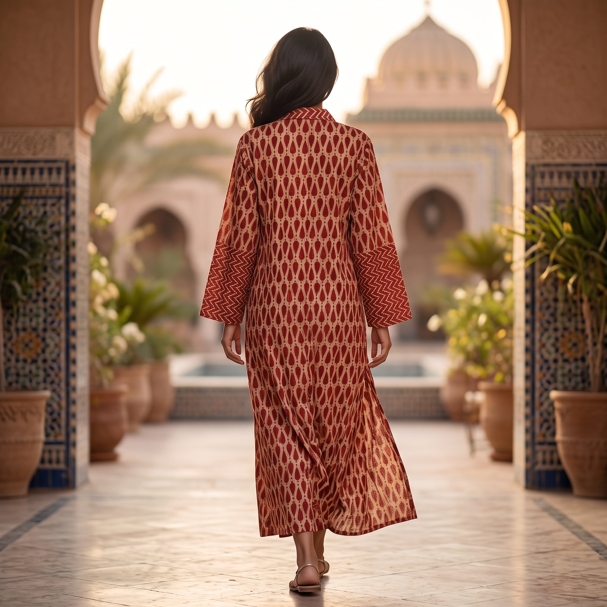 L-XL Tansy Printed Cotton Dress 57" Long Jalabiya TNY 871