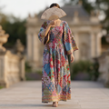 L-XL Elzina Printed Cotton Dress 57" Long Jalabiya