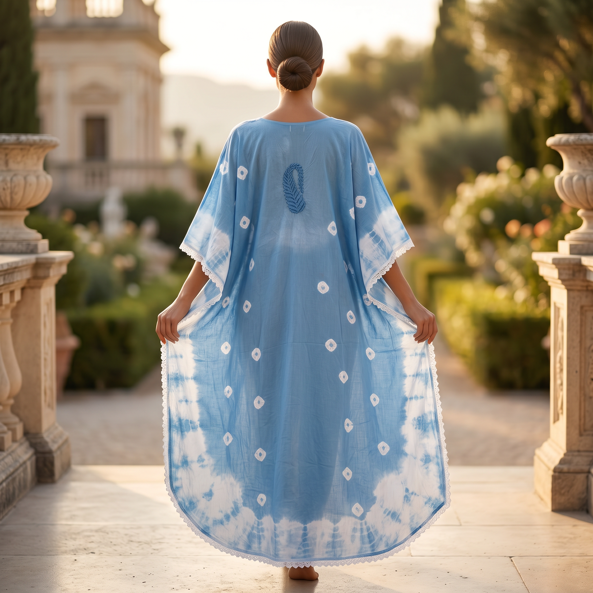 Free Size Embroidery Farasha Kaftan Cotton 57" Long Jalabiya TN 266