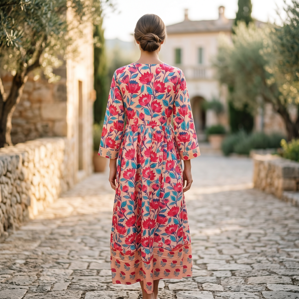 XS-S Zaria Printed Cotton Dress 54" Long Jalabiya