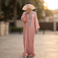 Silky Jacquard Kaftan Elegant Free-Size Luxury Abaya