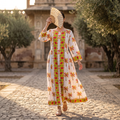 S/M Bhopali Crystal Printed Cotton Dress 57" Long Jalabiya  TNY 818