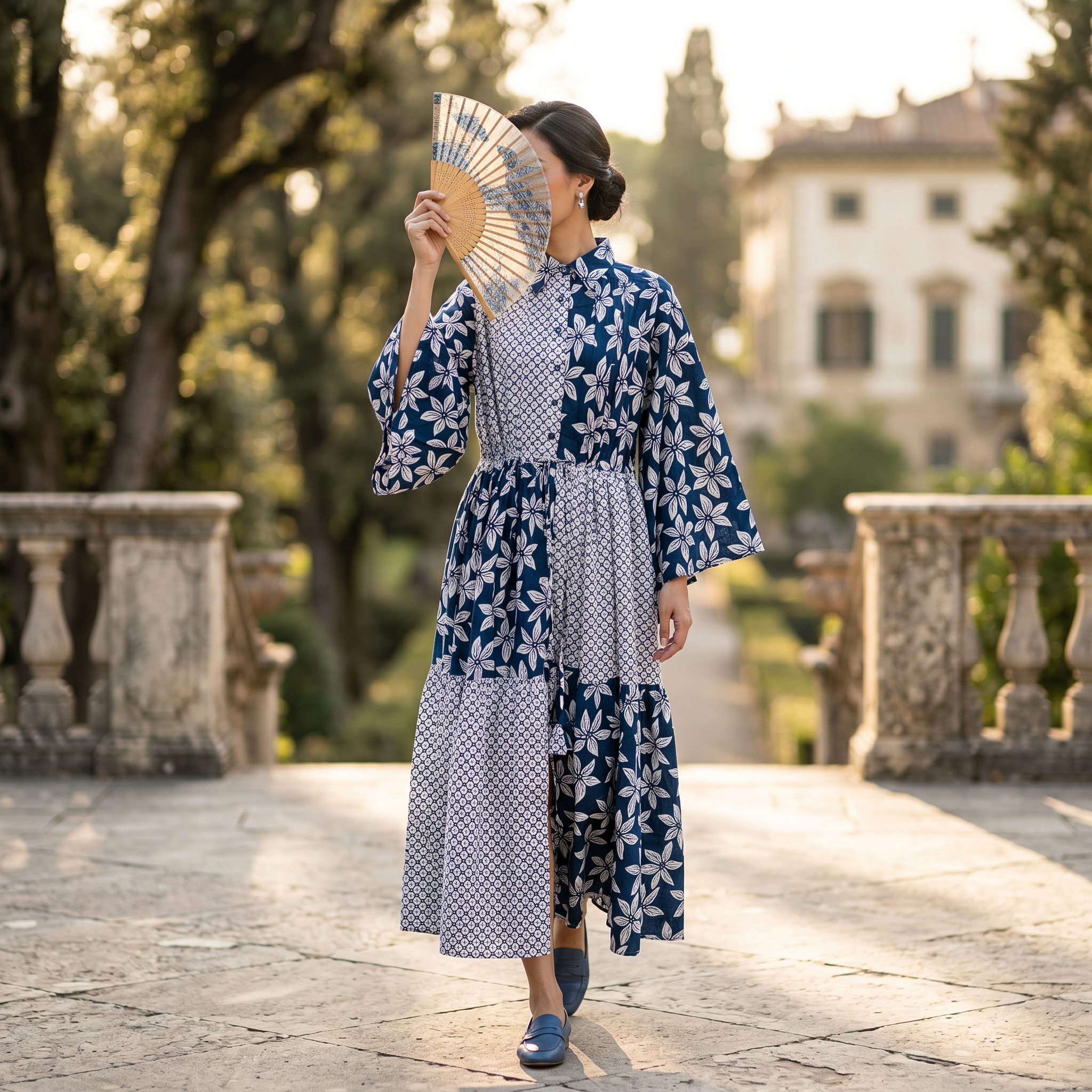 XS-S Fatim Printed Cotton Dress 54" Long Jalabiya