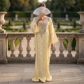 Silky Jacquard Kaftan Elegant Free-Size Luxury Abaya