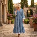 L/XL Crystal Ari Printed Cotton Dress 57" Long Jalabiya TNY 866