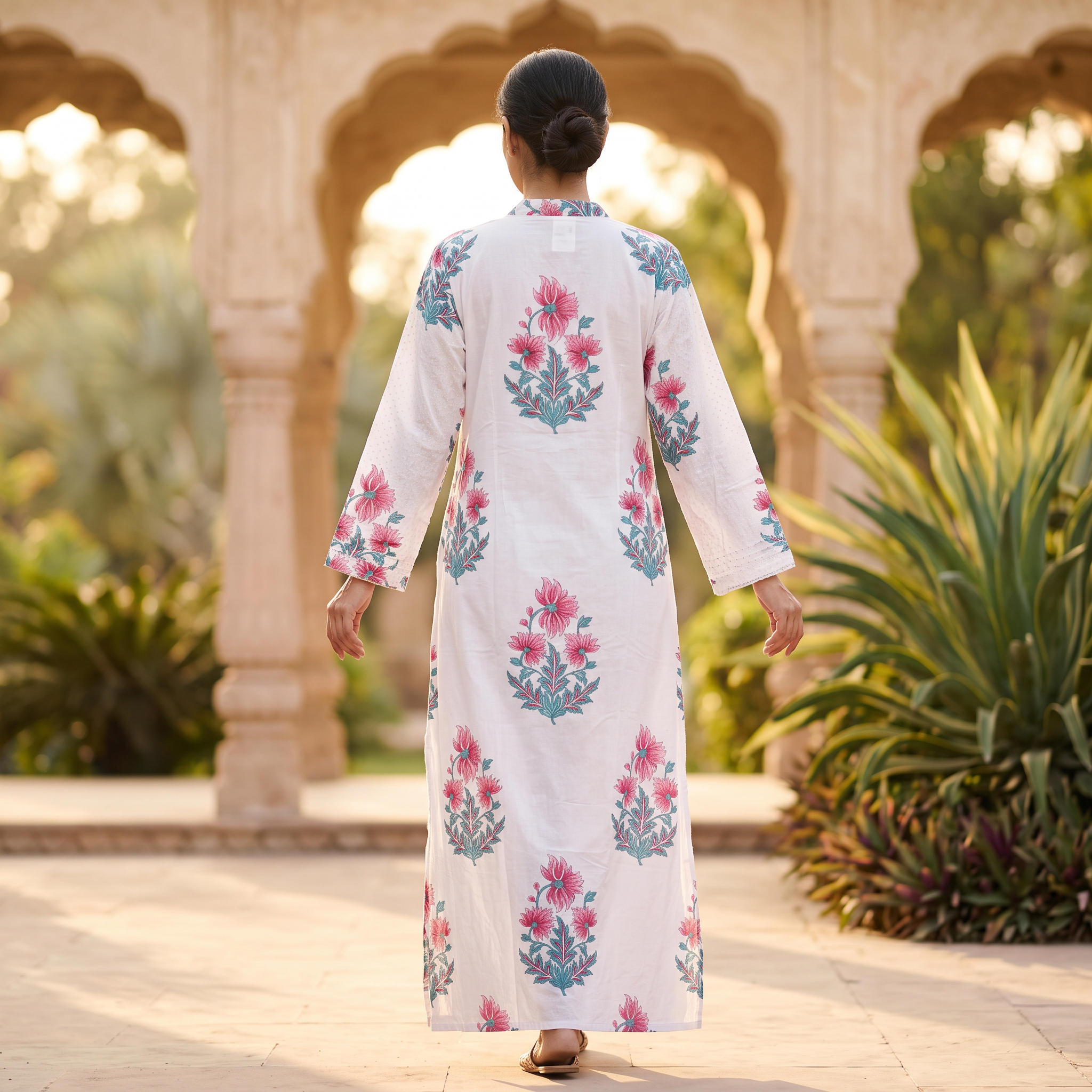 L/XL Crystal Sparrow Printed Cotton Dress 57" Long Jalabiya TNY 806
