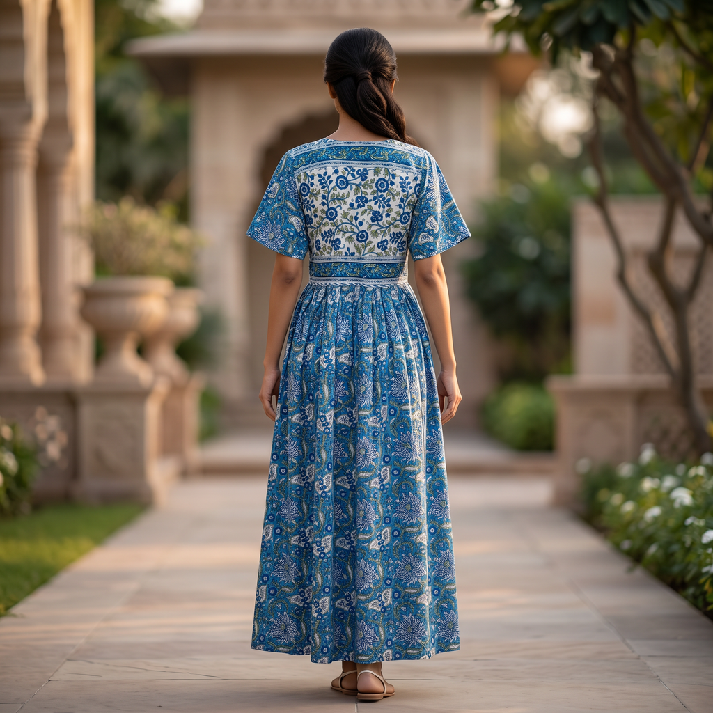 S/M Crystal Special Printed Cotton Dress 57" Long Jalabiya TNY 865