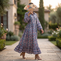 S/M Crystal Ana Printed Cotton Dress 57" Long Jalabiya TNY 867