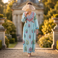 S/M Arwa Printed Cotton Dress 57" Long Jalabiya RN 979