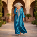 Silky Jacquard Kaftan Elegant Free-Size Luxury Abaya