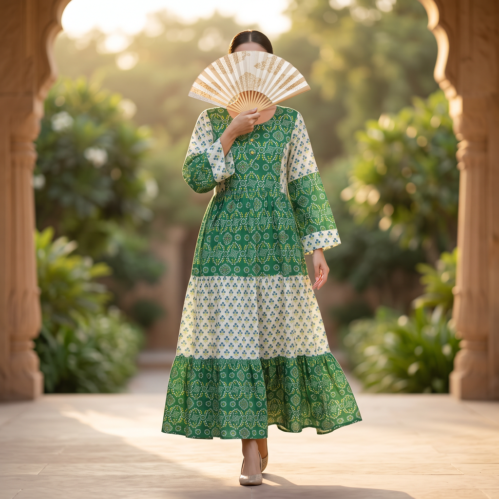 S/M Juhi Printed Cotton Dress 57" Long Jalabiya With TNY 766