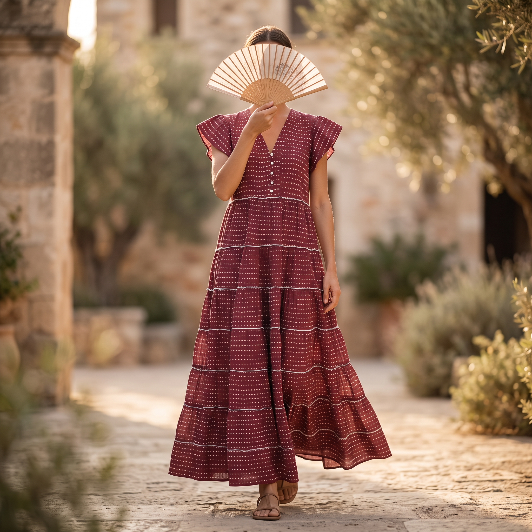 L/XL Qamar Printed Dress 57" Long Jalabiya RNY 1081