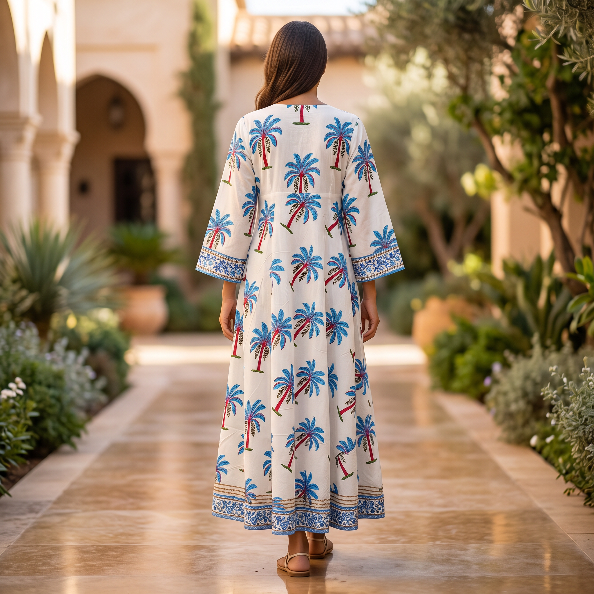 2XL/3XL Priam Printed Cotton Dress 57" Long Jalabiya RNY 1070