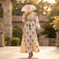 L/XL Anaya Printed Cotton Dress 57" Long Jalabiya RN 923