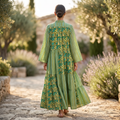 L-XL Fatim Printed Cotton Dress 57" Long Jalabiya