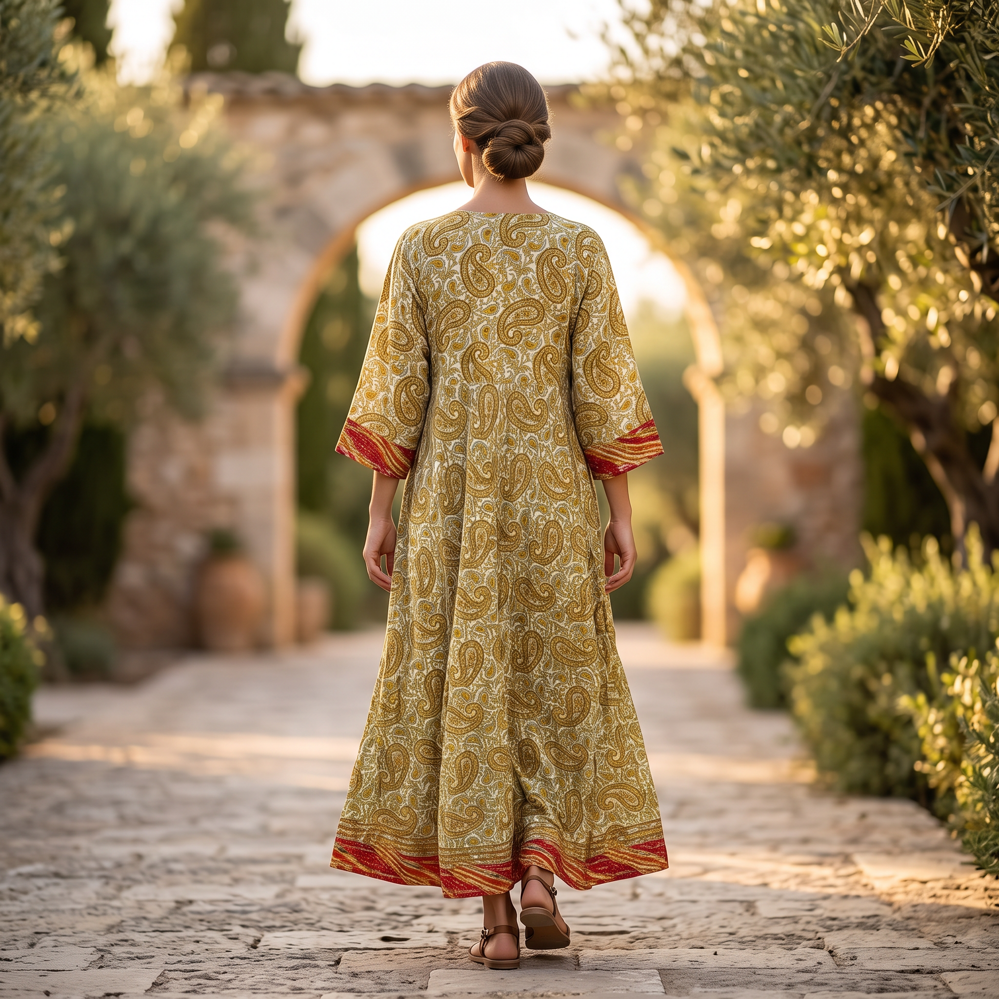 L-XL Priam Printed Cotton Dress 57" Long Jalabiya RNY 1075