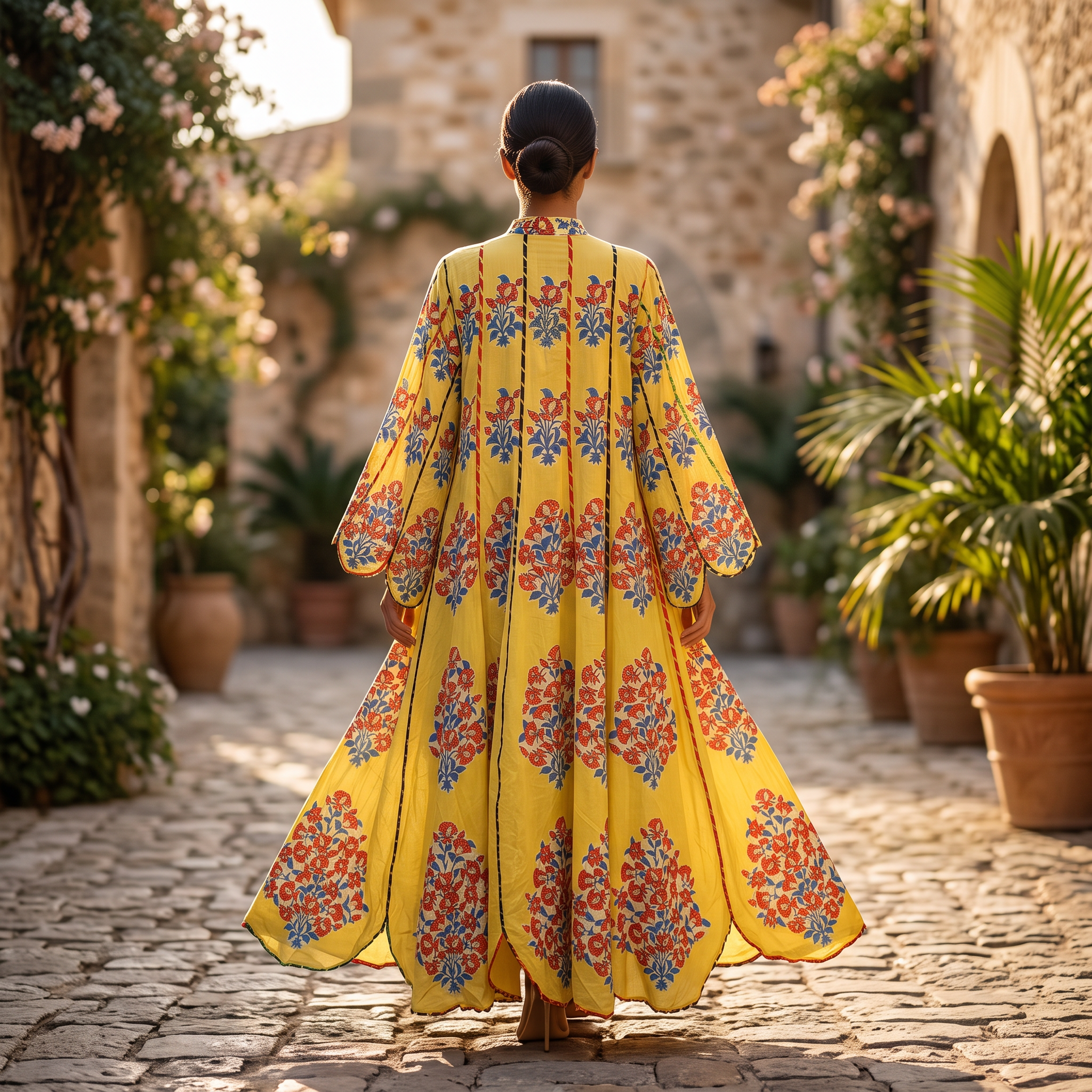 L/XL Meher Crystal  Cotton Dress 57" Long Jalabiya RN 1031