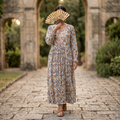 L-XL Fahima Printed Cotton 3 Pcs Dress 57" Long Jalabiya TN 308