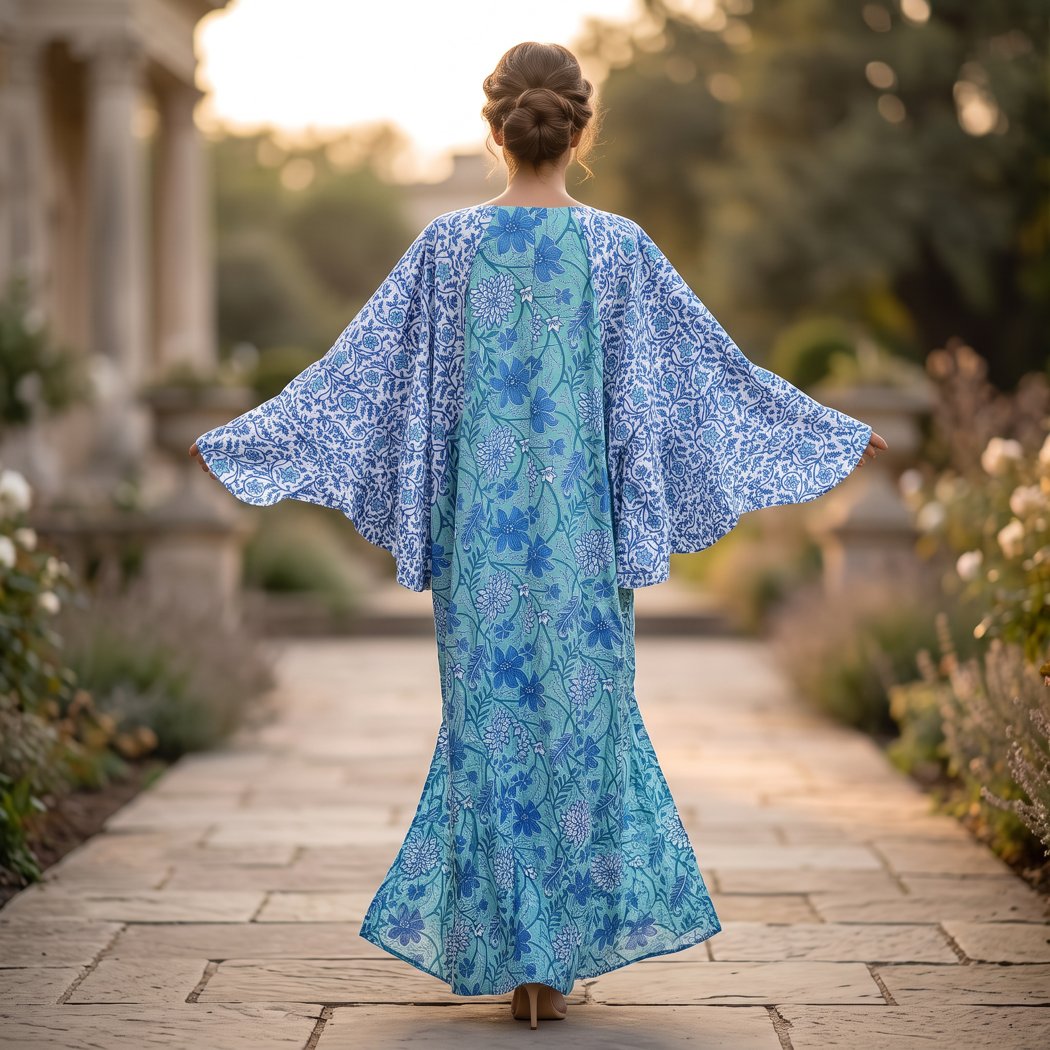 L/XL Crystal Special Printed Cotton Dress 57" Long Jalabiya TNY 840