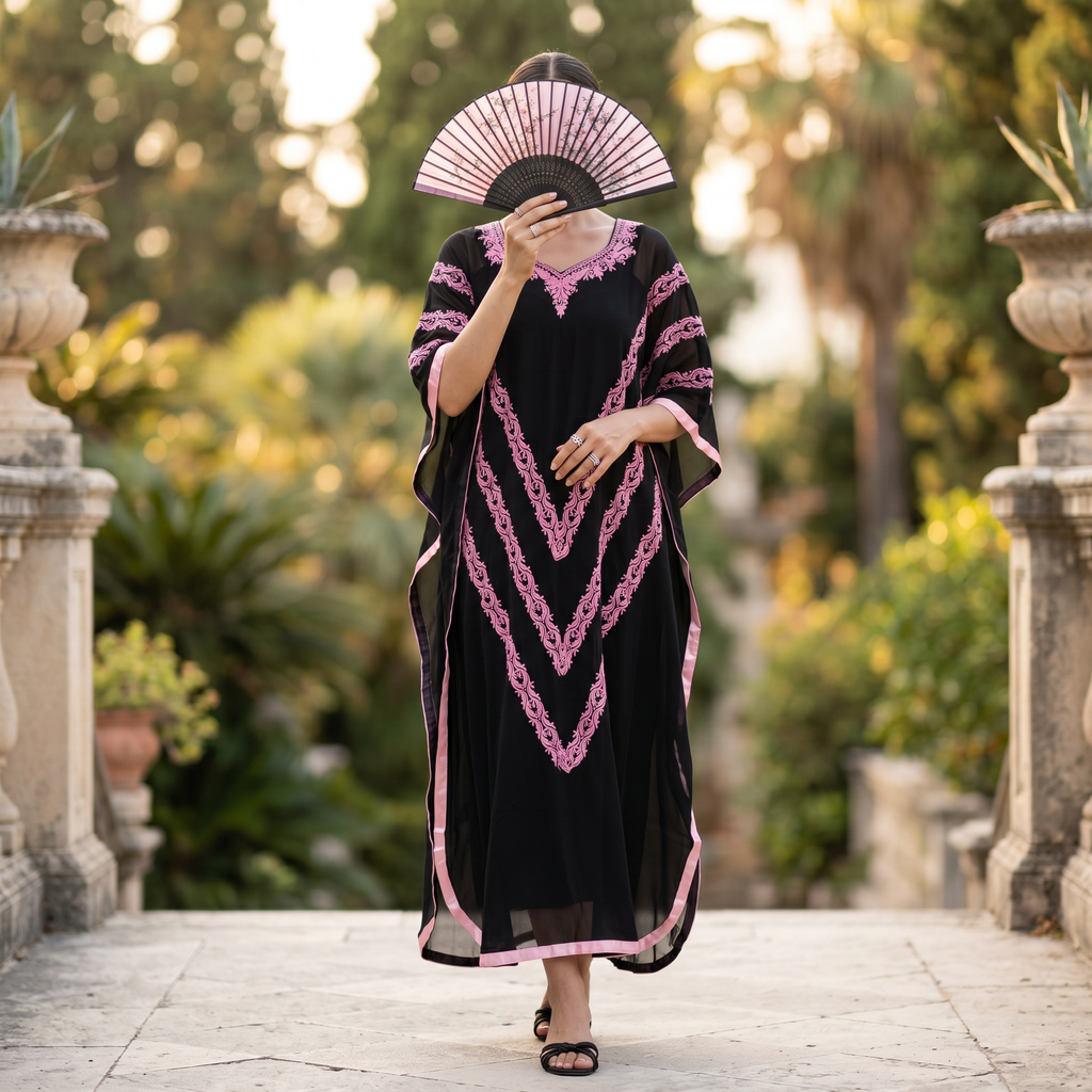 Free Size Farasha Kaftan Chiffon 56" Long Jalabiya