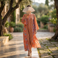 L/XL Mahdis Printed Cotton Dress 57" Long Jalabiya TNY 728