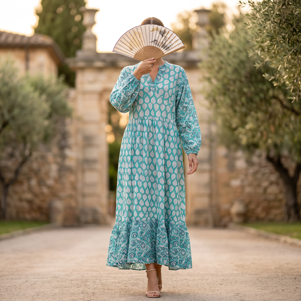 2XL/3XL Bahira Printed Cotton Dress 57" Long Jalabiya RNY 1057