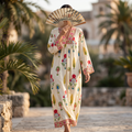 L/XL Liza  Printed Cotton Dress 57" Long Jalabiya RNY 1091