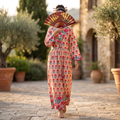 S-M Zaria Printed Cotton Dress 57" Long Jalabiya
