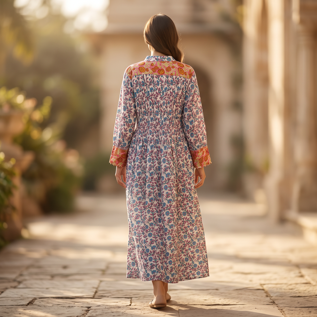 2XL/3XL Aafreen Printed Cotton Dress 57" Long Jalabiya RN 914