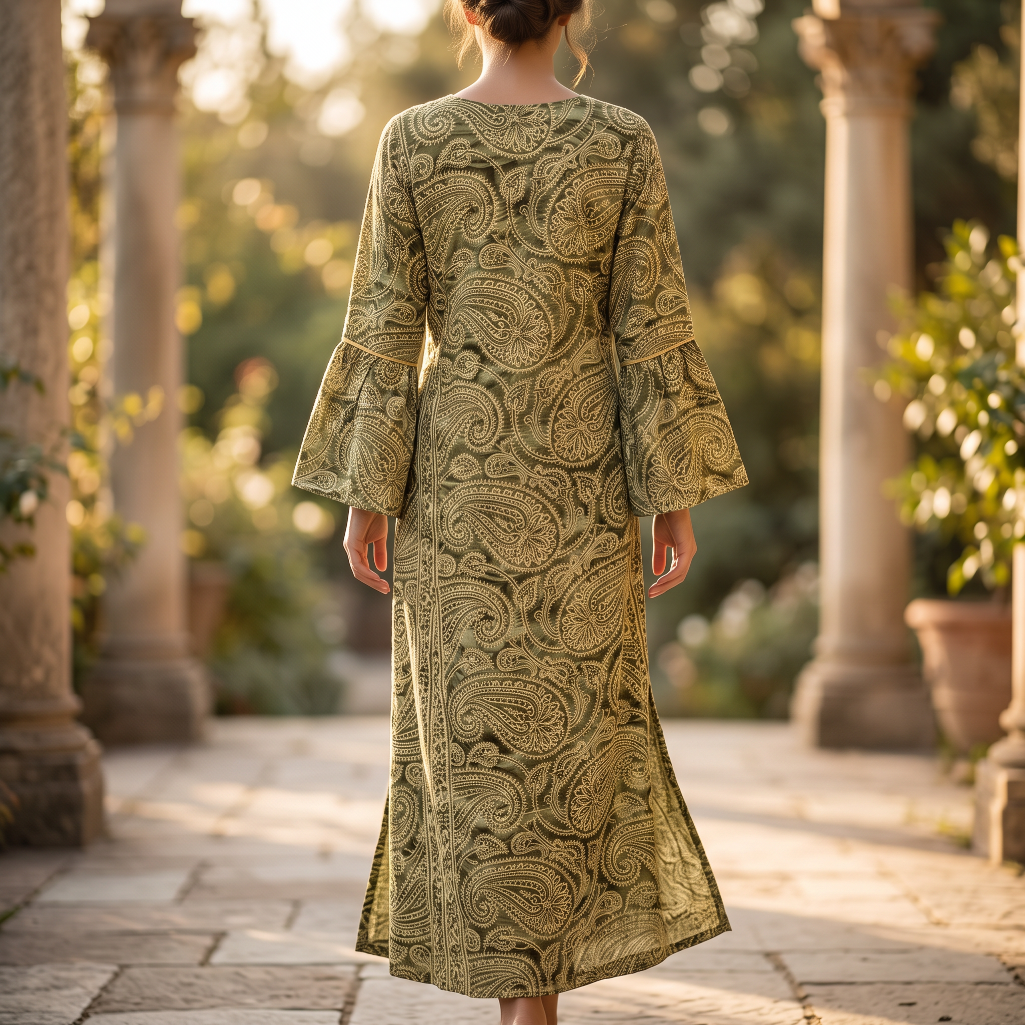 S/M Nura Printed  Dress 57" Long Jalabiya RN 1028