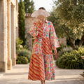 S-M Fatim Printed Cotton Dress 57" Long Jalabiya