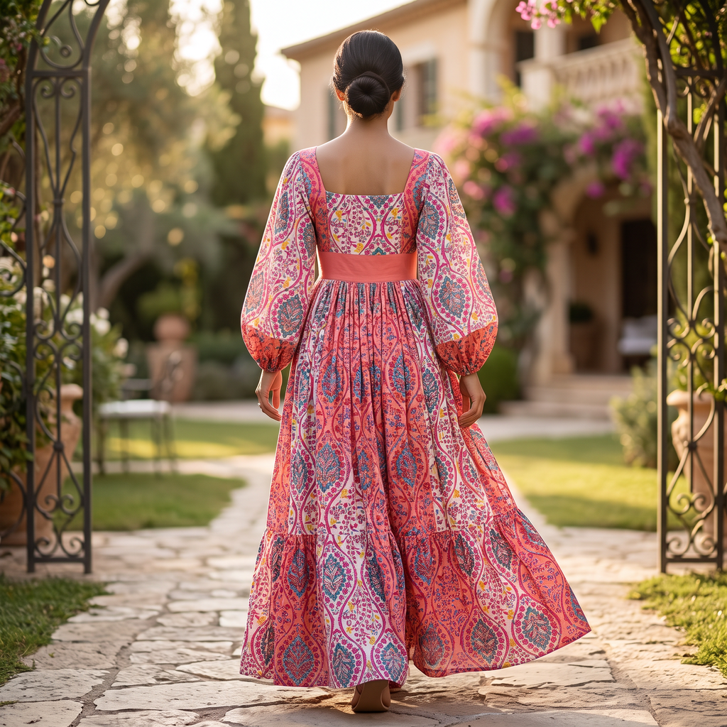 S.M Suha  Printed Cotton Dress 57" Long Jalabiya TNY 754