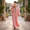 Silky Jacquard Kaftan Elegant Free-Size Luxury Abaya