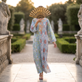 L/XL Noorain  Printed Cotton Dress 57" Long Jalabiya TNY 737