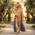 L-XL Crystal Cindrella Printed  Dress 57" Long Jalabiya TNY 821