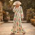 S-M Sparrow Printed Cotton Dress 57" Long Jalabiya TN 283