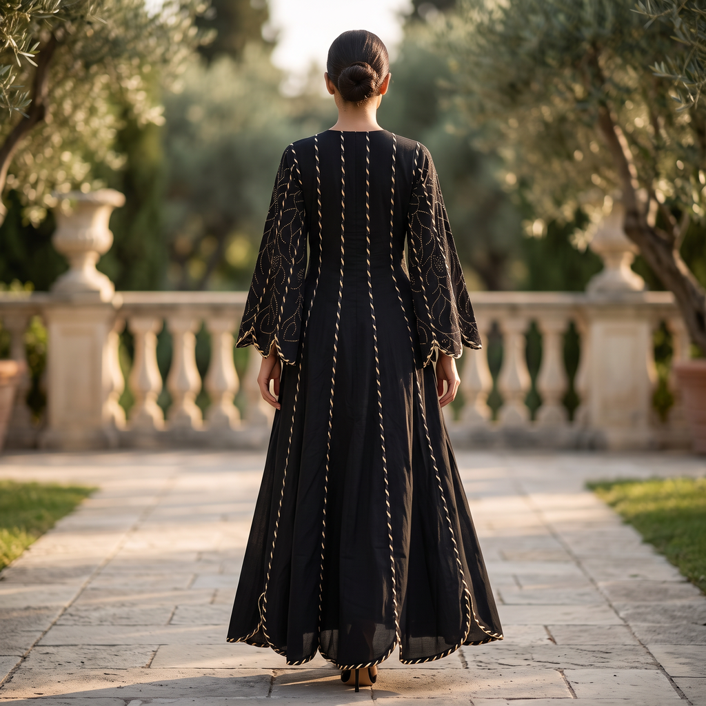 XS-S Meher Crystal Printed Cotton Dress 54" Long Jalabiya 16633
