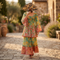 L-XL Rahima Printed Cotton Dress 57" Long Jalabiya RN 996