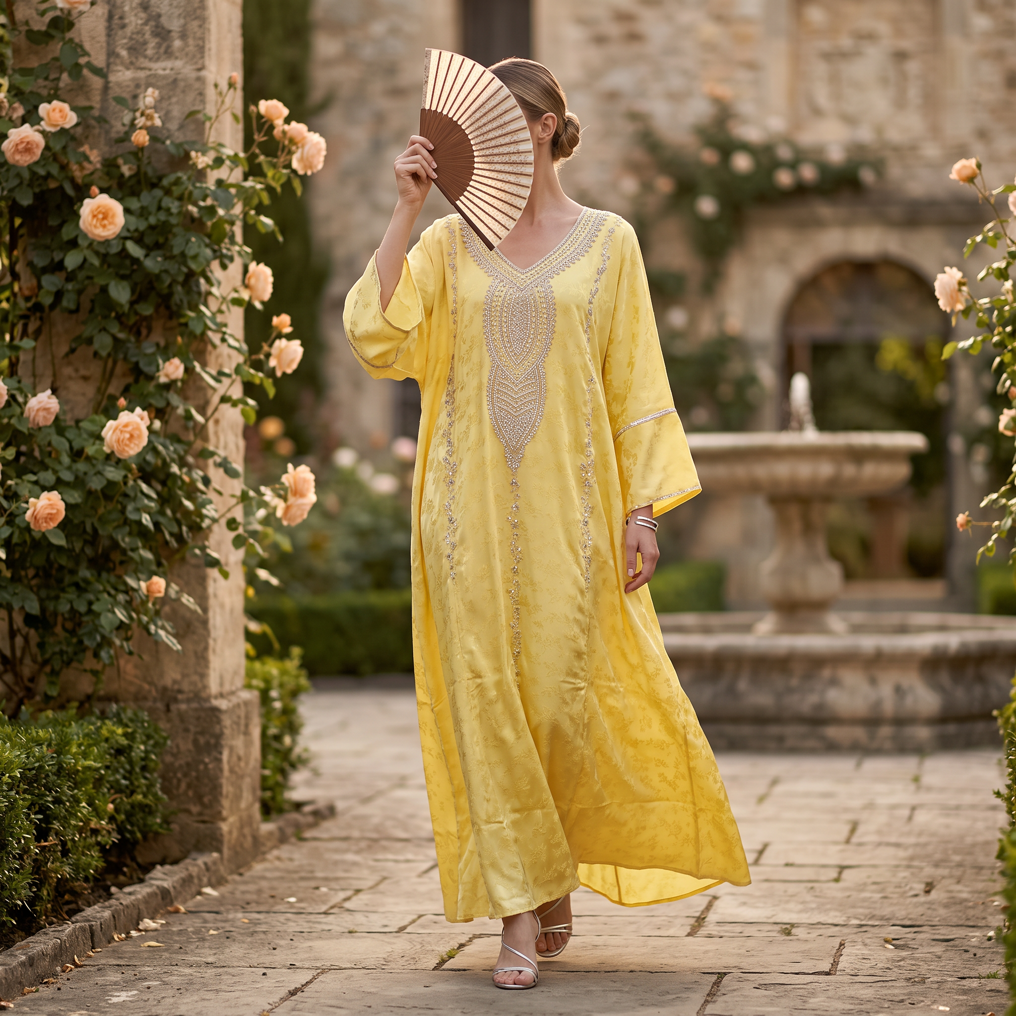 Free Size Elegant Silky Jacquard Kaftan Collection 03