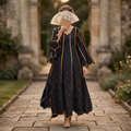 XS-S Meher Crystal Printed Cotton Dress 54" Long Jalabiya 16633