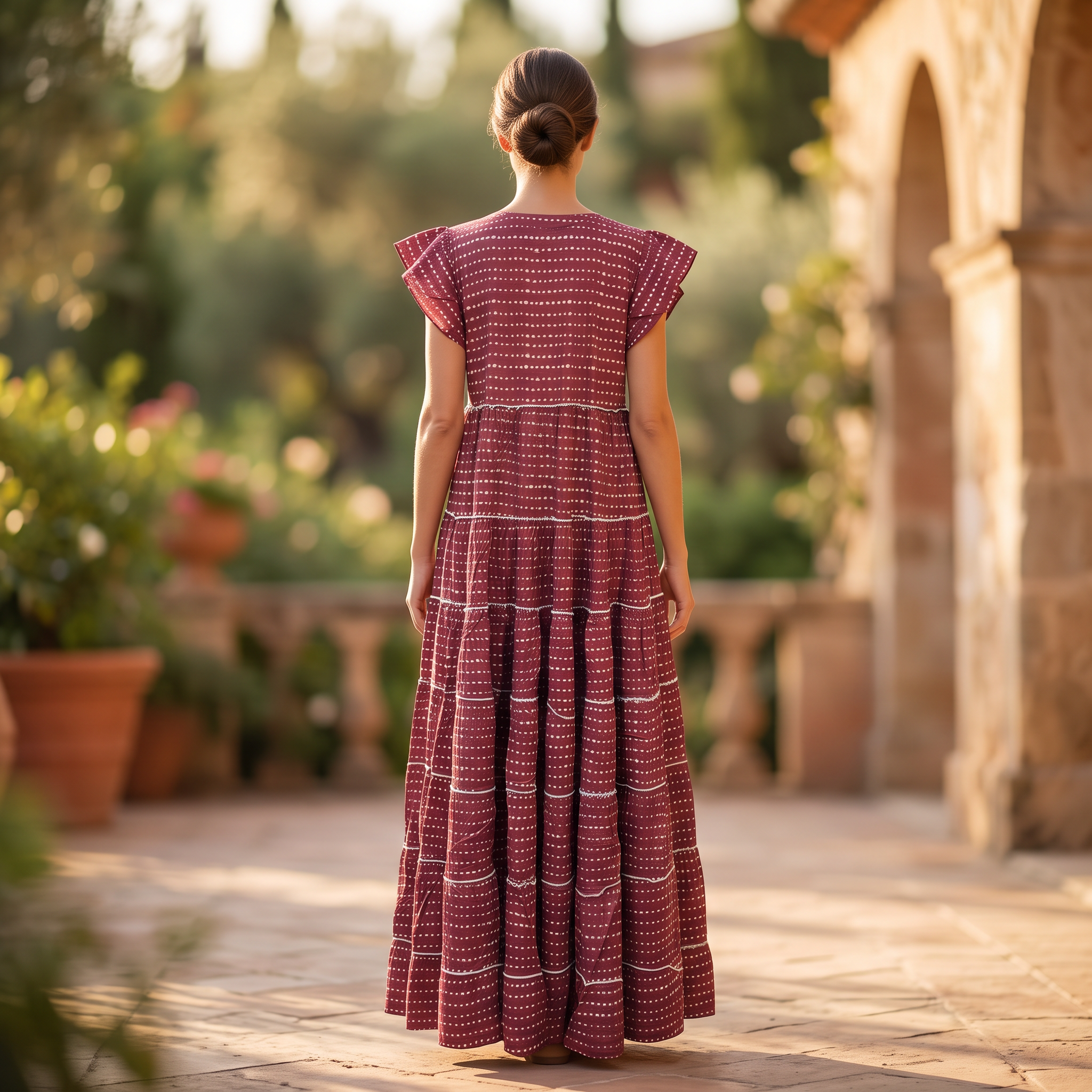 L/XL Qamar Printed Dress 57" Long Jalabiya RNY 1081