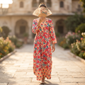 S-M Zaria Printed Cotton Dress 57" Long Jalabiya