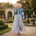 L-XL Afifa Printed Cotton Dress 57" Long Jalabiya