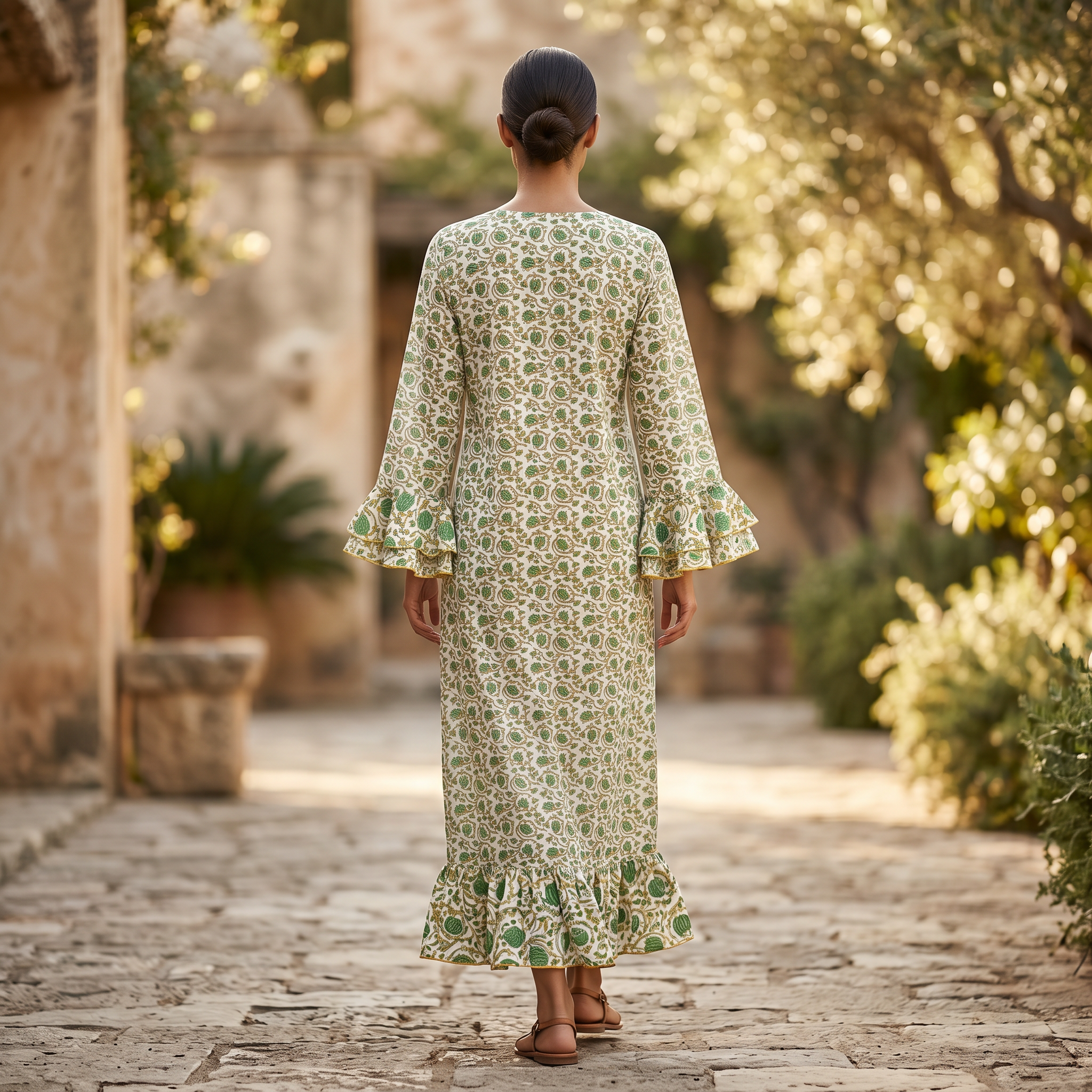 L-XL Princess Printed Cotton Dress 57" Long Jalabiya TN 275