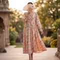 S-M Fahima Printed Cotton 3 Pcs Dress 57" Long Jalabiya TN 306