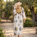 2XL/3XL Arwa Printed Cotton Dress 57" Long Jalabiya RN 907