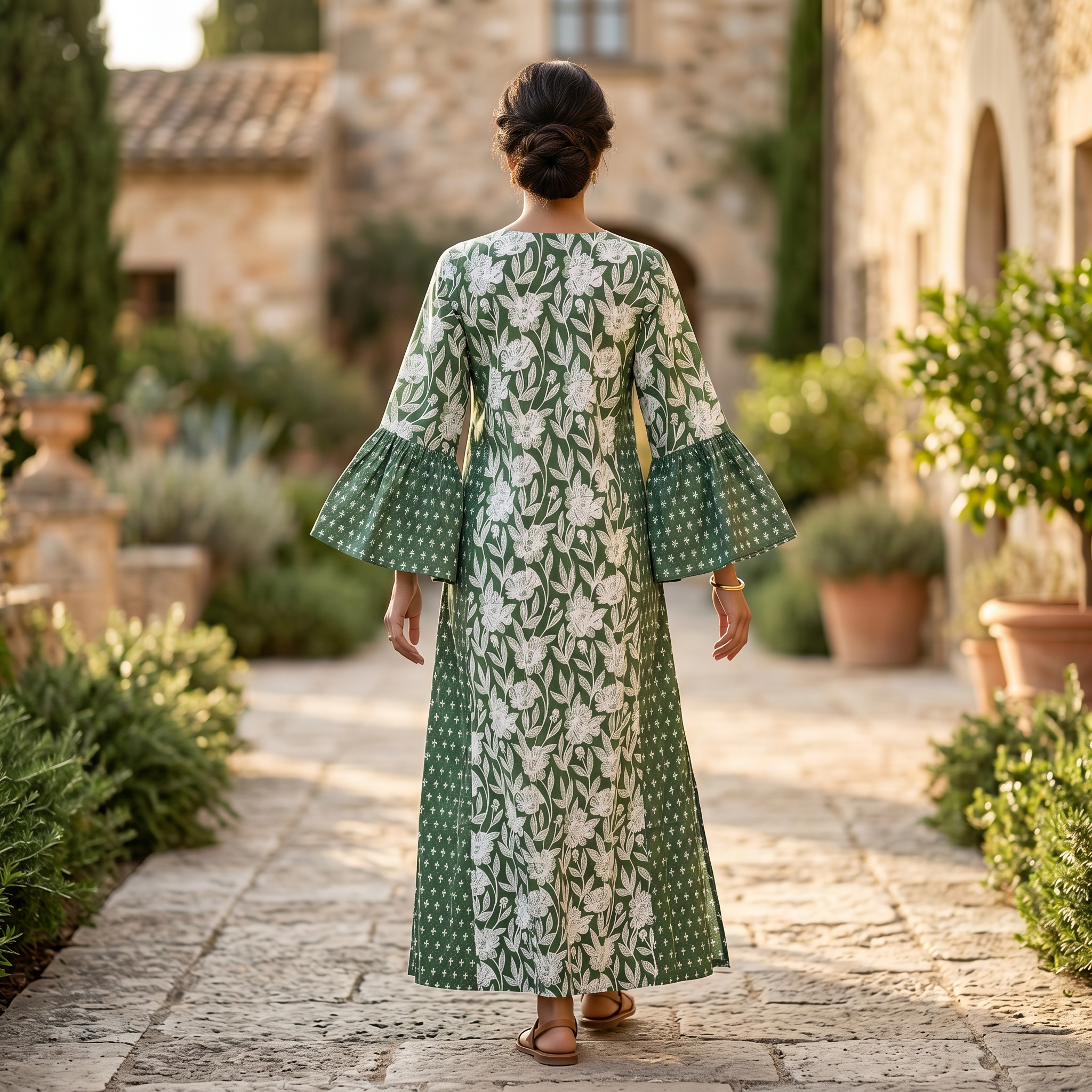 S-M Marry Printed Cotton Dress 57" Long Jalabiya TN 282