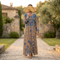 L-XL Fahar Printed Cotton Dress 57" Long Jalabiya
